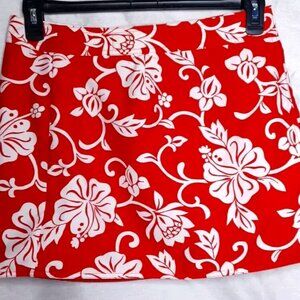 St. Johns Bay Women's Tennis Skirt Size M Reversible Wrap Red and White Floral